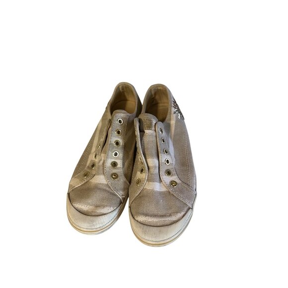 Coach tan and white slip on stripes beaded sun sneakers size 8.5 B - Picture 4 of 7